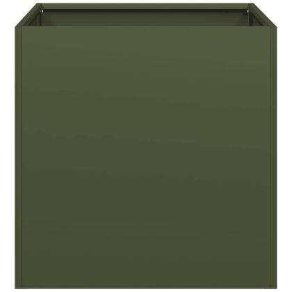 Кашпа, маслиненозелена, 40x40x40 см, студеновалцувана стомана