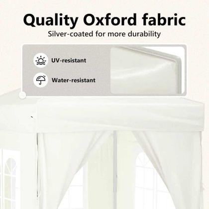 Сгъваема парти палатка със странични стени, кремава, 2x2 м