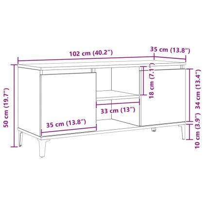 ТВ шкаф Черния дъб 102 x 35 x 50 см Инженерно дърво