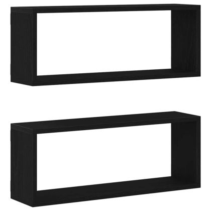 Стени за рафтове с рафт 2 pcs Черния дъб 60 x 15 x 23 cm