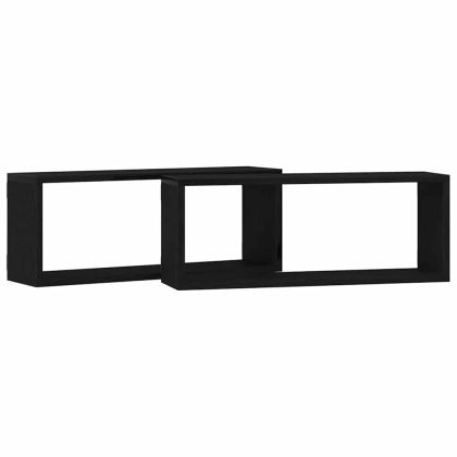 Стени за рафтове с рафт 2 pcs Черния дъб 60 x 15 x 23 cm