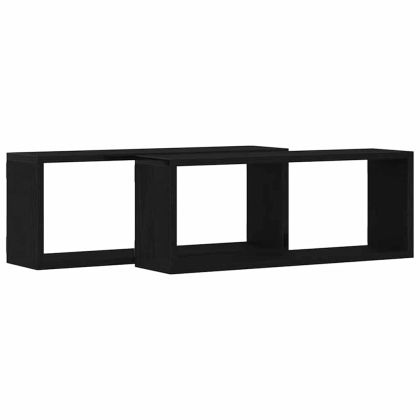 Стени за рафтове с рафт 2 pcs Черния дъб 60 x 15 x 23 cm