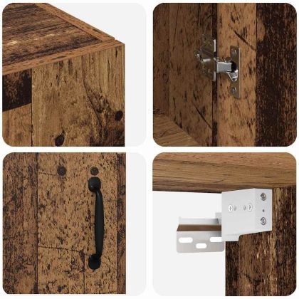 Стенно шкафче 2 pcs Старо дърво 69,5 x 34 x 90 см