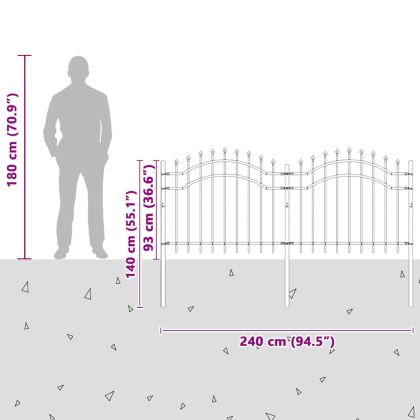Градска ограда Бяло 240 x 140 cm Прахово покритие стомана