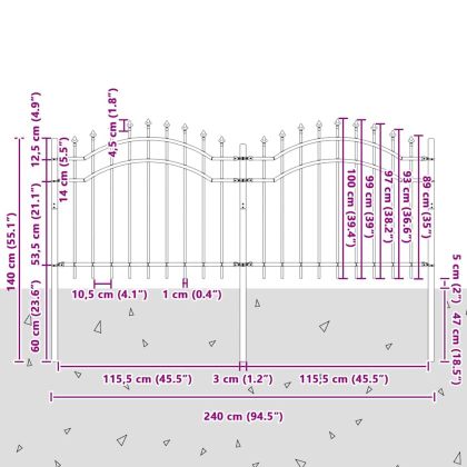 Градска ограда Бяло 240 x 140 cm Прахово покритие стомана