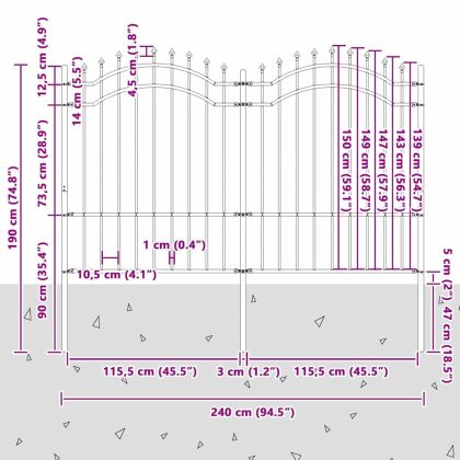 Градска ограда Бяло 240 x 190 cm Прахово покритие стомана