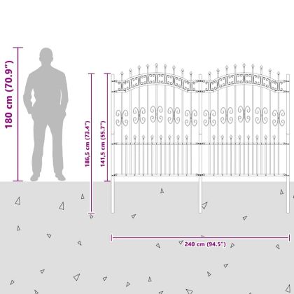 Градска ограда Бяло 240 x 202,5 см Прахово покритие стомана