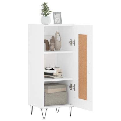 Сайдборд, бял, 34,5x34x90 см, инженерно дърво