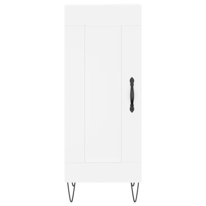 Сайдборд, бял, 34,5x34x90 см, инженерно дърво