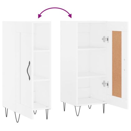 Сайдборд, бял, 34,5x34x90 см, инженерно дърво