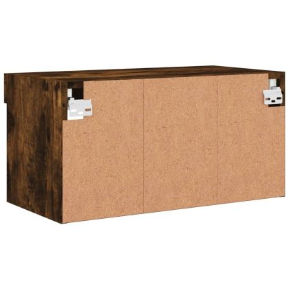 ТВ шкаф с LED осветление, опушен дъб, 60x30x30 см