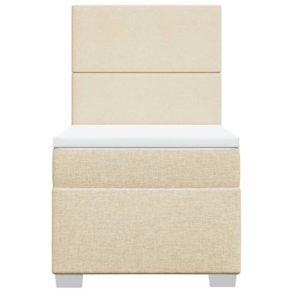 Боксспринг легло с матрак, кремаво, 100x200 см, плат