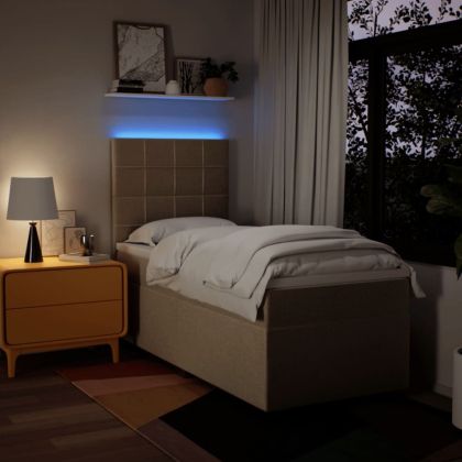 Боксспринг легло с матрак, кремаво, 100x200 см, плат