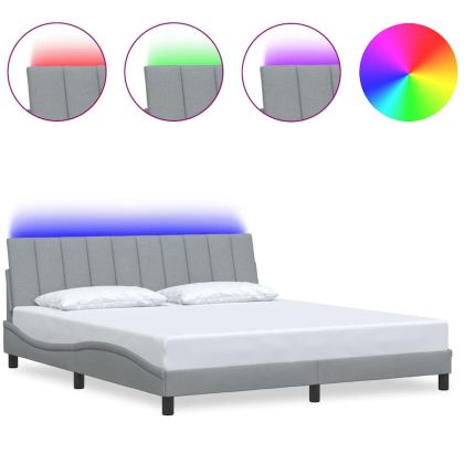 Рамка за легло без матрак Hanko, светлосива, 180x200 см, плат