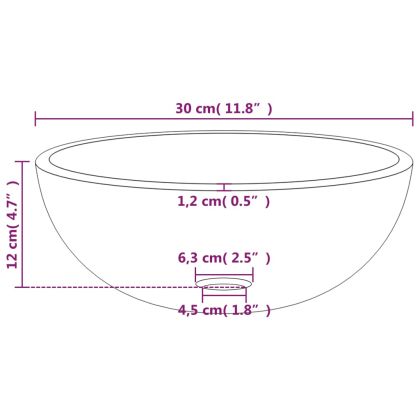 Мивка закалено стъкло 30x12 см бяла