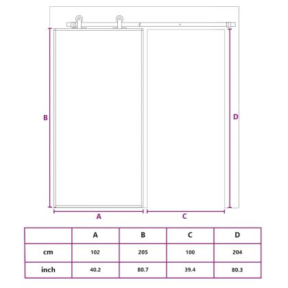 Плъзгаща врата, ESG стъкло и алуминий, 102x205 см, черна