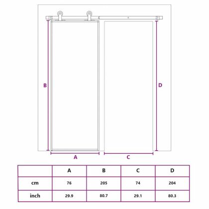 Плъзгаща се врата матирано ESG стъкло/алуминий 76x205 см черна