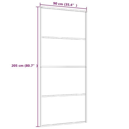 Плъзгаща се врата матирано ESG стъкло/алуминий 90x205 см черна