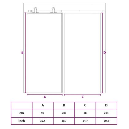 Плъзгаща се врата матирано ESG стъкло/алуминий 90x205 см черна