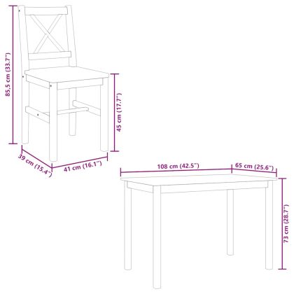 Трапезен комплект, 5 части, кафяво и бяло