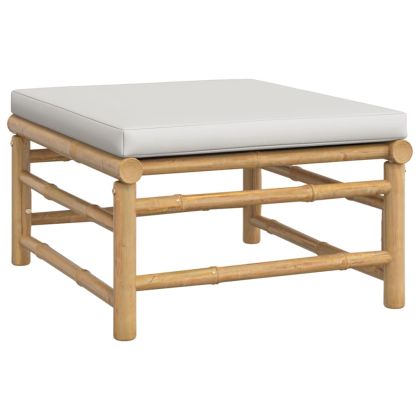 Градински лаундж комплект 8 части светлосиви възглавници бамбук