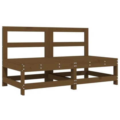 Градински лаундж комплект, 6 части, меденокафяв, бор масив