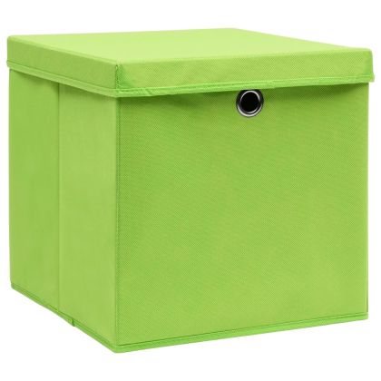 Кутии за съхранение с капаци 4 бр 28x28x28 см зелени