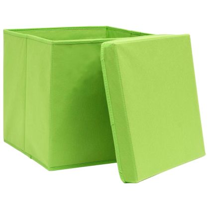 Кутии за съхранение с капаци 4 бр 28x28x28 см зелени