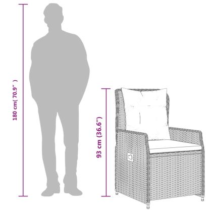 Градински трапезен комплект 3 части с възглавници сив полиратан