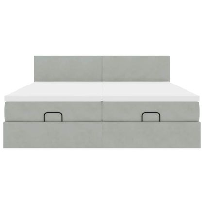 Османска легло с матраци, светлосиво, 200x200 см, кадифе