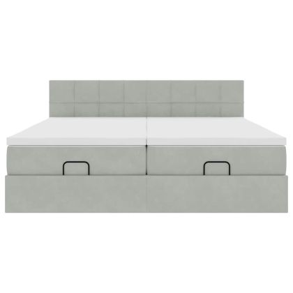 Османска легло с матраци, светлосиво, 200x200 см, кадифе