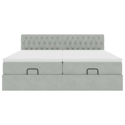 Османска легло с матраци, светлосиво, 200x200 см, кадифе