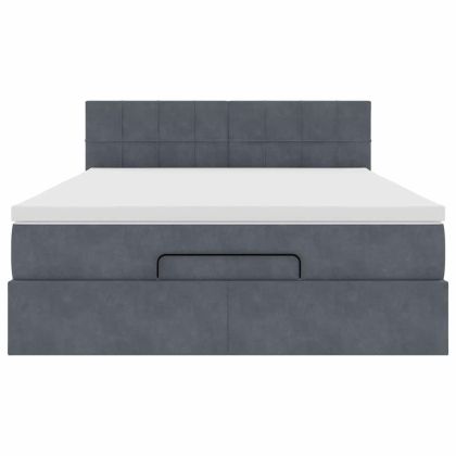 Османска легло с матрак и LED, тъмносиво, 140x200 см, кадифе