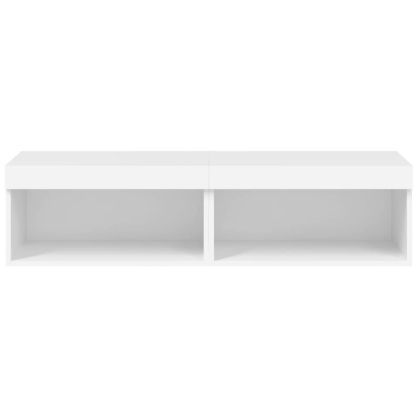 ТВ шкафове с LED осветление 2 бр бели 60x30x30 см