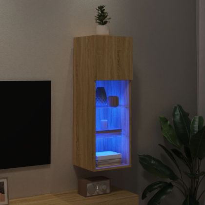 ТВ шкаф с LED осветление, дъб сонома, 30,5x30x90 см