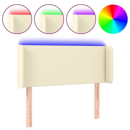 LED горна табла за легло, кремава, 103x16x78/88 см
