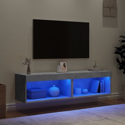 ТВ шкафове с LED осветление 2 бр бетонно сиви 60x30x30 см