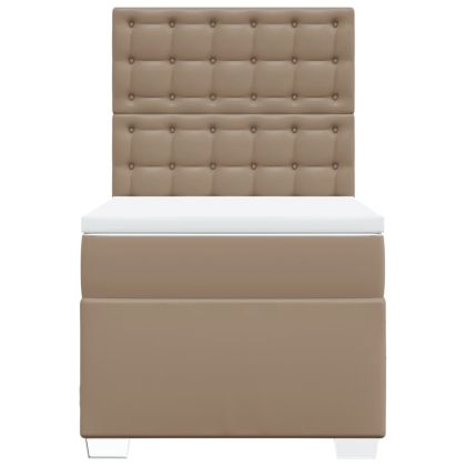 Боксспринг легло с матрак, капучино, 90x200 см, изкуствена кожа