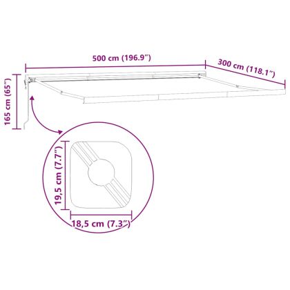 Рамка за сенник Бяло 500 × 300 cm Алуминий