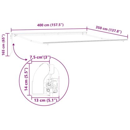 Рамка за сенник Бяло 400 × 350 cm Алуминий