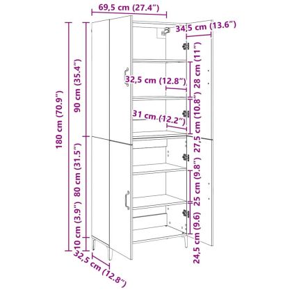 Висок шкаф 2 pcs Дъб Инженерно дърво