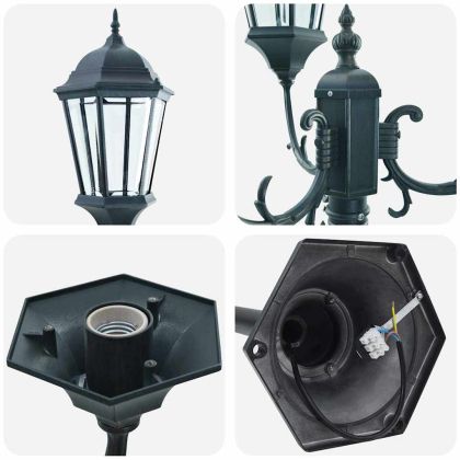 Градинска светлина Винтидж четкано зелено 57 x 49 x 241 см