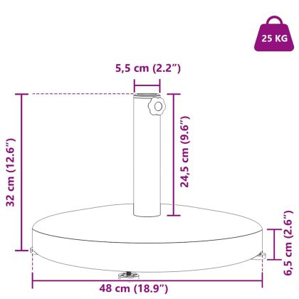 Основа за чадър Тъмен сив 48 x 48 x 32 см