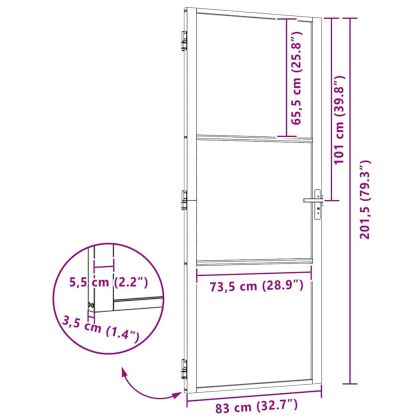 Стъклена врата Черно 76 x 3.5 x 201.5 см Алуминий