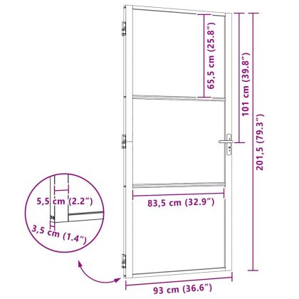 Стъклена врата На райета Черно 76 x 3.5 x 201.5 см Алуминий