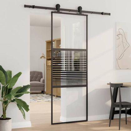 Стъклена врата 76 x 2 x 205 см Алуминий Черно