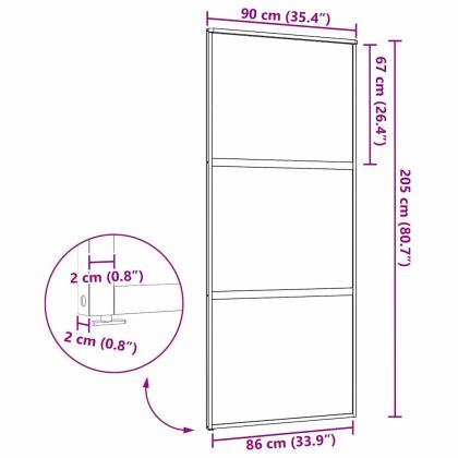 Стъклена врата На райета Черно 90 x 2 x 205 см Алуминий