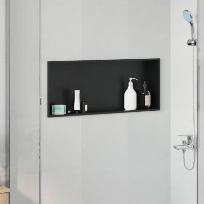 Нишата за душ Черно 75 x 30 x 9,5 см Неръждаема стомана