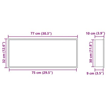 Нишата за душ Черно 75 x 30 x 9,5 см Неръждаема стомана