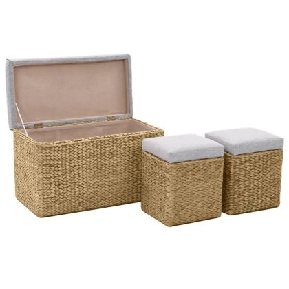 Пейка с 2 табуретки, морска трева, сиви